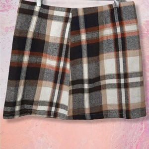 SHEIN Plaid Mini Skirt in Brown/Cream/Orange sz XL US 12